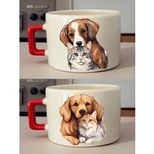 Kedili Köpekli 2'li Kahve Fincanı - Eşe Doğum Günü Hediyesi Fikirleri, Geçmiş Olsun Hediyesi