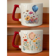 Çiçekli 2'li Kupa - 14 Şubat Sevgililer Günü Hediyesi, Erkek Hediye Önerileri, Kadına Yılbaşı Hediye