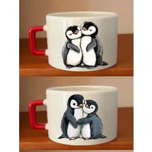 Penguen Baskılı Kahve Fincanı - Sevgililer Günü Hediye Kadın, Sevgiliye Yılbaşı Hediyesi