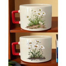 Toprakta Papatya 2'li Kahve Fincanı - Erkek Bebek Hediyeleri, Küçük Hediyeler, 1 Yaş Hediyelik