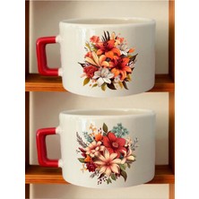 Çiçek Baskılı Kahve Fincanı - Babalar Günü Hediyesi, Babaya Hediyeler