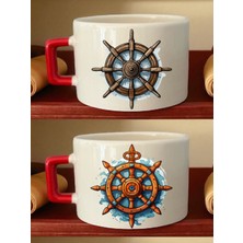 Gemi Dümeni Teması 2'li Kahve Fincanı - Sünnet Hediyelik, Mevlid Hediyeleri, Erkek Çocuğa Hediye