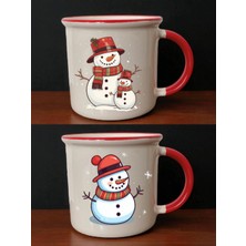 Kardan Adamlar Baskılı Ağzı Kırmızı Kupa - Erkek Öğretmene Hediye, Yeni Doğan Bebek Hediyesi