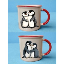 Penguenler Ağzı Kırmızı Kupa - Yıldönümü Hediye, Babaya Doğum Günü Hediyesi