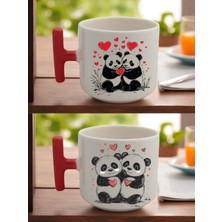 Kalpli Panda Baskılı Latte Kupası - Karne Hediyeleri, Kişiye Özel Hediye