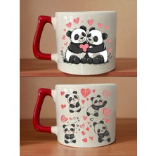 Kalp ve Panda Baskılı Kupa - Erkek Hediye, Sevgiliye Doğum Günü Hediyeleri