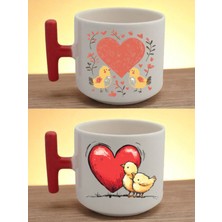 Kalp Civciv 2'li Latte Bardağı - 1 Yas Dogum Gunu Hediyesi, Anneanneye Alınacak Hediyeler