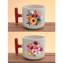 Çiçekler Temalı Baskılı Latte Bardağı - Hediye Kutusu Ürünleri, Hediye Kutusu Eşyaları