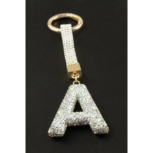 Sepetim Harfli Savaroski Taşlı Anahtarlık-A