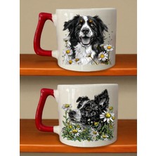 Papatya ve Köpek Teması Baskılı Kupa - 14 Şubat Hediye, Erkeğe Hediye, Kız Arkadaş Hediye