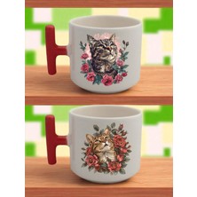 Kedi Teması Baskılı Latte Bardağı - Sevgililer Günü Hediyesi, Doğum Günü Hediyeleri