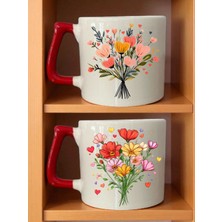 Çiçek Buketi Baskılı Kupa Bardak - Evlilik Yıldönümü Hediyeleri, Evlilik Yıldönümü Hediye