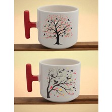 Ağaçta Kuşlar Baskılı Latte Bardağı - Bebek Hediyelikleri, Yeni Yıl Hediyeleri, Arkadaşa Hediye