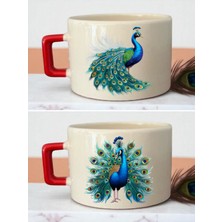 Tavus Kuşu 2'li Kahve Fincanı - Erkek Çocuğa Doğum Günü Hediyesi, Anlamlı Hediye