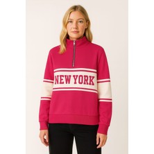 Yakası Fermuar Detaylı Kadın Sweatshirt