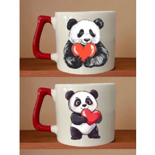 Kalp ve Panda Teması Baskılı Kupa - Erkek Hediye, Sevgiliye Doğum Günü Hediyeleri