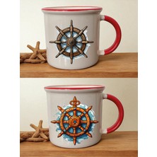 Dümen Baskılı 2'li Kırmızı Kupa - Erkek Için Hediye Önerileri, Güzel Hediyeler, Babalar Için Hediye