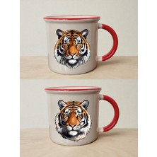 Kaplan 2'li Ağzı Kırmızı Bardak - Kızlara Hediye, Yılbaşı Hediye Paketleri Ürünü