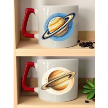 Satürn Görselli 2'li Kupa Bardak - Doğum Günü Hediyesi Sevgiliye, Yıldönümü Hediyesi Erkek