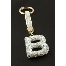 Sepetim Harfli Savaroski Taşlı Anahtarlık-B