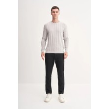 Erkek Slim Fit Viskon Kumaş Premium Bisiklet Yaka Kazak