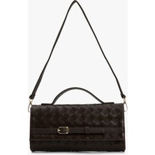 Örgü Dokulu Metal Tokalı Saplı Askılı Omuz Çantası