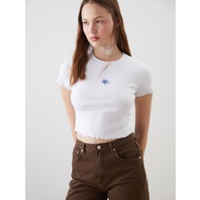 Lc Waikiki Yeni Sezon Bisiklet Yaka Çiçekli Crop