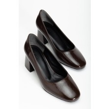 Suins Thalin Model Kadın Siyah Kahve Orta Topuklu Ayakkabı