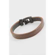 Zincir Desenli Kaliteli Suni Deri Bileklik