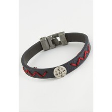 Zikzak Ip Desenli Kaliteli Suni Deri Bileklik