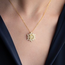 Vaoov 925 Ayar Gümüş Katmanlı Lotus Çiçeği Kolye