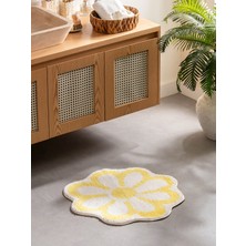 Çiçek Desenli Pelüş Banyo Paspası, 65X65 Cm, Yumuşak ve Renkli Tasarım