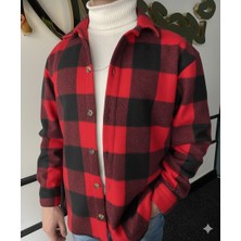 A&o Style Erkek Oversize Kareli Dama Desen Kışlık Kalın Polar Gömlek