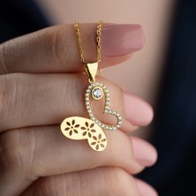 Vaoov 925 Ayar Gümüş Çiçek Desenli Taşlı Kelebek Kolye