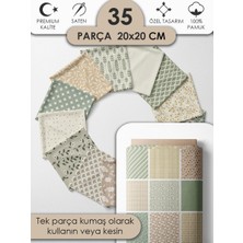 Patchwork Kumaş Seti – 35 Desen 20X20 cm | %100 Pamuk Saten | Tek Parça Kumaş | Dikiş, El Işi ve Quilting Için Özel Tasarım