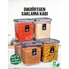 6 Adet 12 Parça Dikdörtgen 2 Litre Erzak Bakliyat Saklama Kabı Çeyiz Seti 20 Etiket Hediyeli
