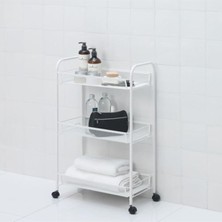 Beyaz 3 Katlı Servis Arabası 26X48X77 cm Çelik, Şık ve Dayanıklı Tasarım