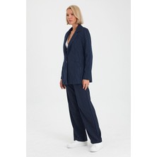 Gamze Alptekin Premium Boy Fit Kadın Pantolon Kolsuz Ceket Yelek Takımı Atlas Kumaş