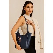 Kadın Fularlı Fermuarlı ve Çıtçıt Kapamalı  El ve Omuz Çantası