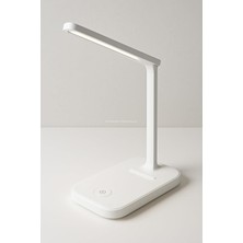 Taşınabilir LED Masa Lambası, Telefon Tutucu, 3 Mod, Dekoratif ve Şarjlı, Beyaz