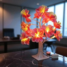 Kırmızı Çiçekli LED Fiber Optik Masa Ağacı ile Şık ve Aydınlık Ev Dekoru