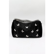 Kriste Bell Marka Ithal Kelebek Aksesuarlı Taş Kulp Kadın Şık Çanta KB892 Siyah