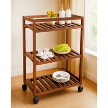 Ahşap Tekerlekli Servis Arabası, Şık ve Kullanışlı, Dayanıklı Tasarım