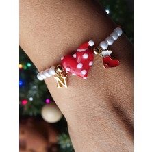 Yılbaşı Temalı Cam Murano Kalp, Yeni Yıl Çorabı ve Harf Detaylı Bileklik