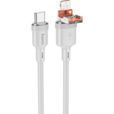 Hoco. U131 1.2m 2in1 USB ve Type-C To Type-C Şarj Data Kablosu - Gri