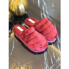 🩰 Çakır Kadın Kışlık Ev Terliği Kapalı Ön Yumuşak Peluş Kaymaz Taban Bordo Rahat Ev Ayakkabısı