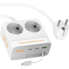 Hoco. AC28 Descanso 6in1 2m 2500W Priz Dönüştürücü - Beyaz