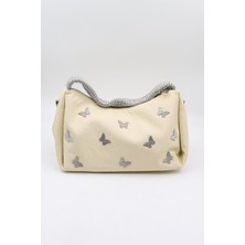 Kriste Bell Marka Ithal Kelebek Aksesuarlı Taş Kulp Kadın Şık Çanta KB892 - Bej