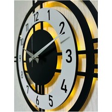 Işıklı Ahşap Duvar Saati 40 Cm, Modern ve Dekoratif Tasarım