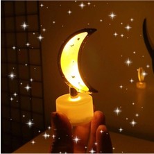 3'lü Mini Ay Gece Lambası Seti, Sarı Işık, Şık ve Sıcak Atmosfer Yaratır